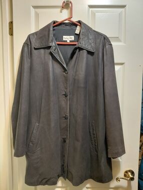 Vintage Timberland Women's Waterproof Lambskin Leather Button-Front Coat ca.1997